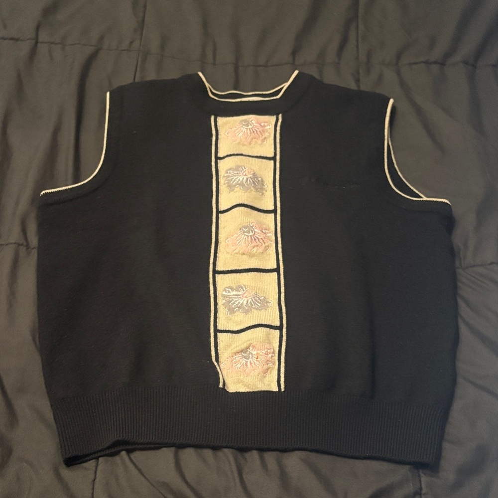 Christian Dior Black Embroidered Knit Sleeveless Top